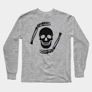 Skeleton Head in Hand - Black Long Sleeve T-Shirt